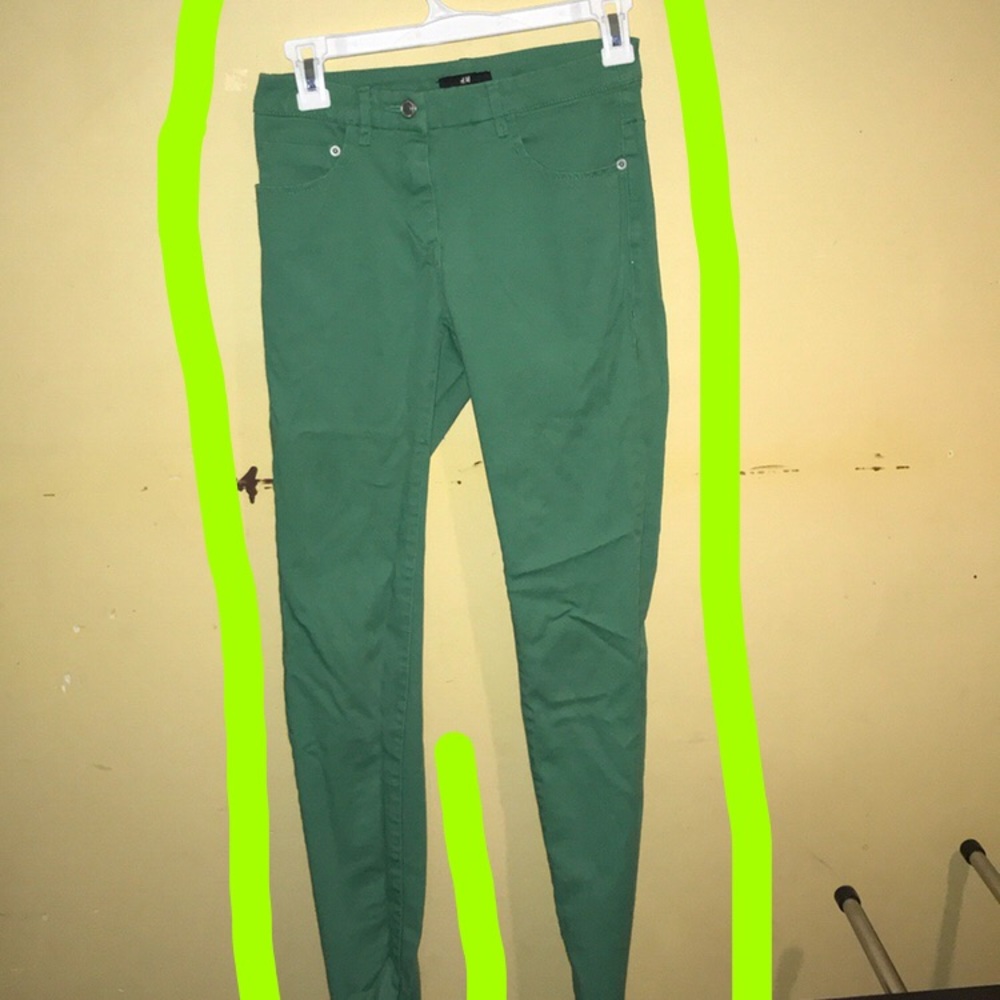 Green skinny jeans